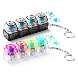 2 PCS Glowing Keyboard Fidget Toy, Keyboard Fidget Keychain 4-in-1 Keyboard Decompression Button Finger Clicker Toys, Button Stress Relief Fidget Gifts to Relief Stress
