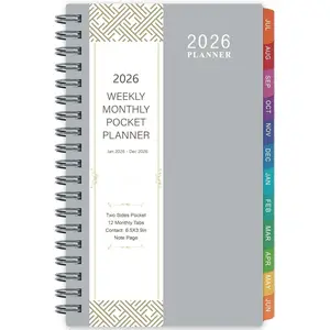 2026 Pocket Calendar/Planner - Weekly & Monthly Pocket Planner for Purse, Jan. 2026 - Dec. 2026, 6.8" x 4.1",   - Wire Binding, Plastic Cover