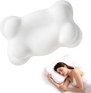 Cloud Pillow Mellow Cloud Align Pillow Ergonomic Memory Foam Cervical Support Pillow for Side, Back & Stomach Sleepers with Breathable Washable Cover, Dual Height Comfort, White