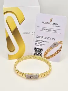 10KT CERTIFIED MONACO BANGLE CZ CLOSURE Size 8MM Weight 11.5GR