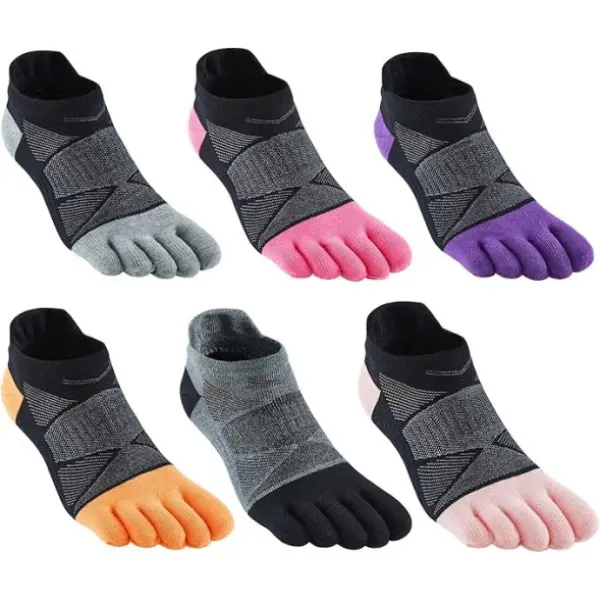 6 Pairs Women's Five-Toe Toe Socks - Moisture-Wicking Breathable Anti-Blister Ankle Socks Suitable for Running, Hiking, Yoga, Gym, for - Athletic Crew Sneakers with Five-Finger