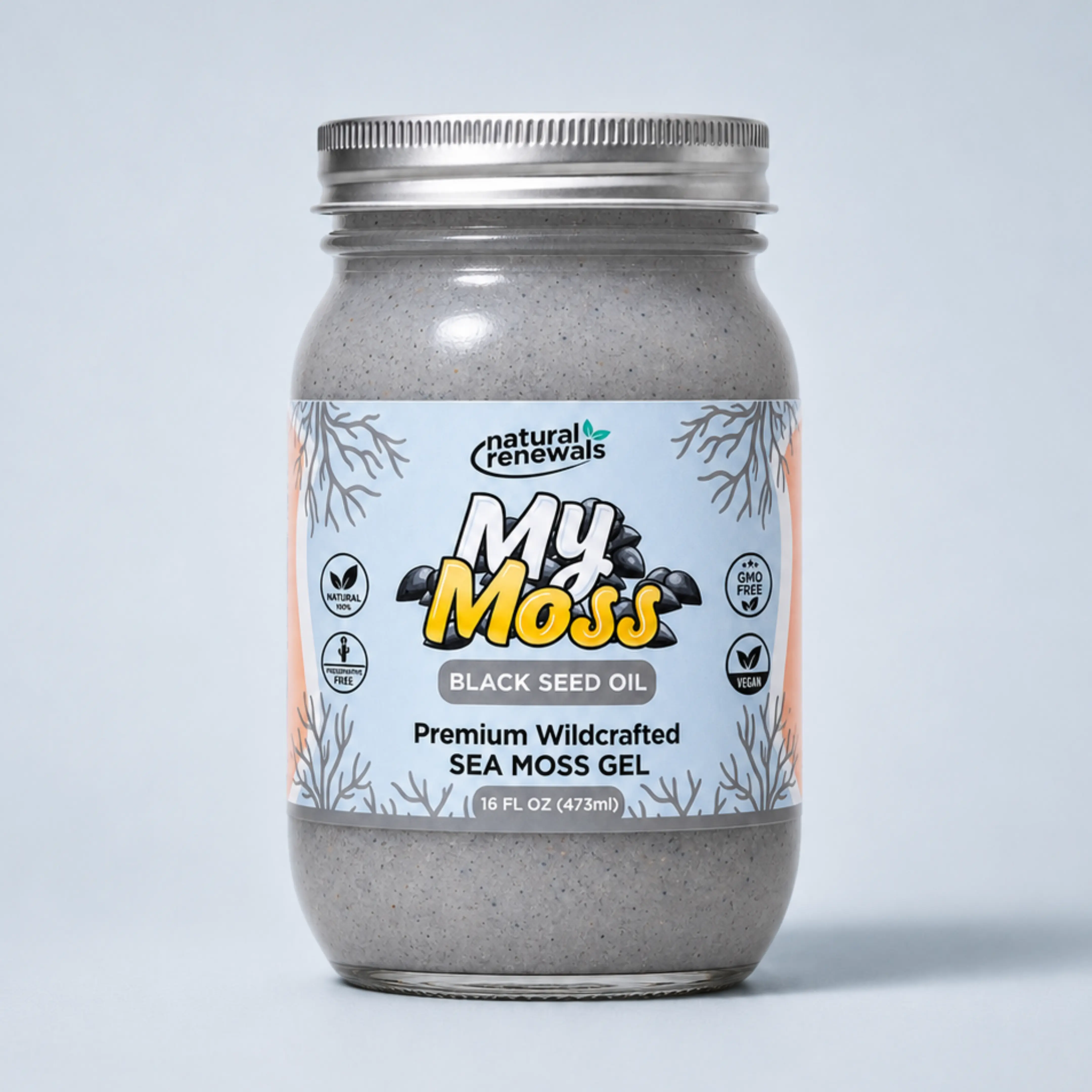 My Moss Sea Moss Gel – Black Seed Oil | Wildcrafted Superfood, 100% Organic, Raw Seamoss gel, Vegan, Mineral-Rich, Vitamin-Rich, No Preservatives,