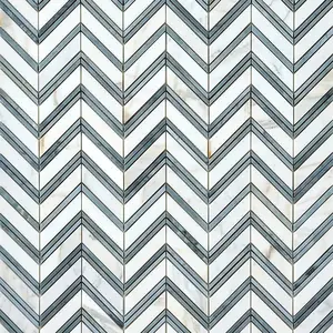 Calacatta Gold & Gray Grand Chevron 12x12 Polished/Honed Marble Mosaic Tile Sample