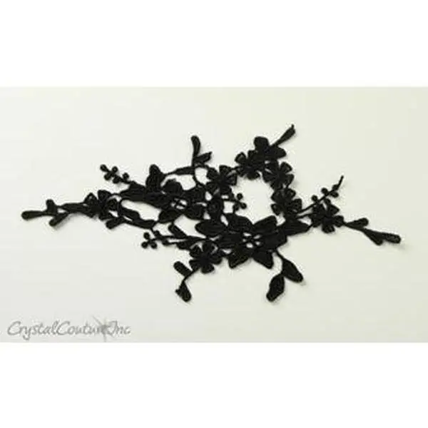 Black Floral Lace Embroidered Applique
