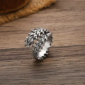 Punk style spine skull ring personality retro open adjustable centipede shape ring for men and women