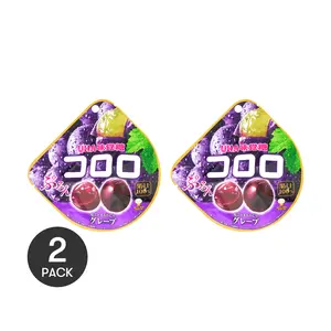 UHA Japanese Grape Juice Gummies - 100% Pure Purple Grape Flavor - 2 Pack (40g Each)