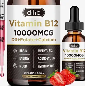 Vitamin B12 Liquid Drops Sublingual 10000 mcg, Triple B-12 Complex Supplement, Methyl & Methylcobalamin Blend for Women & Men, Mood & Energy Booster, Methylated B 12 for Metabolism & Health Support