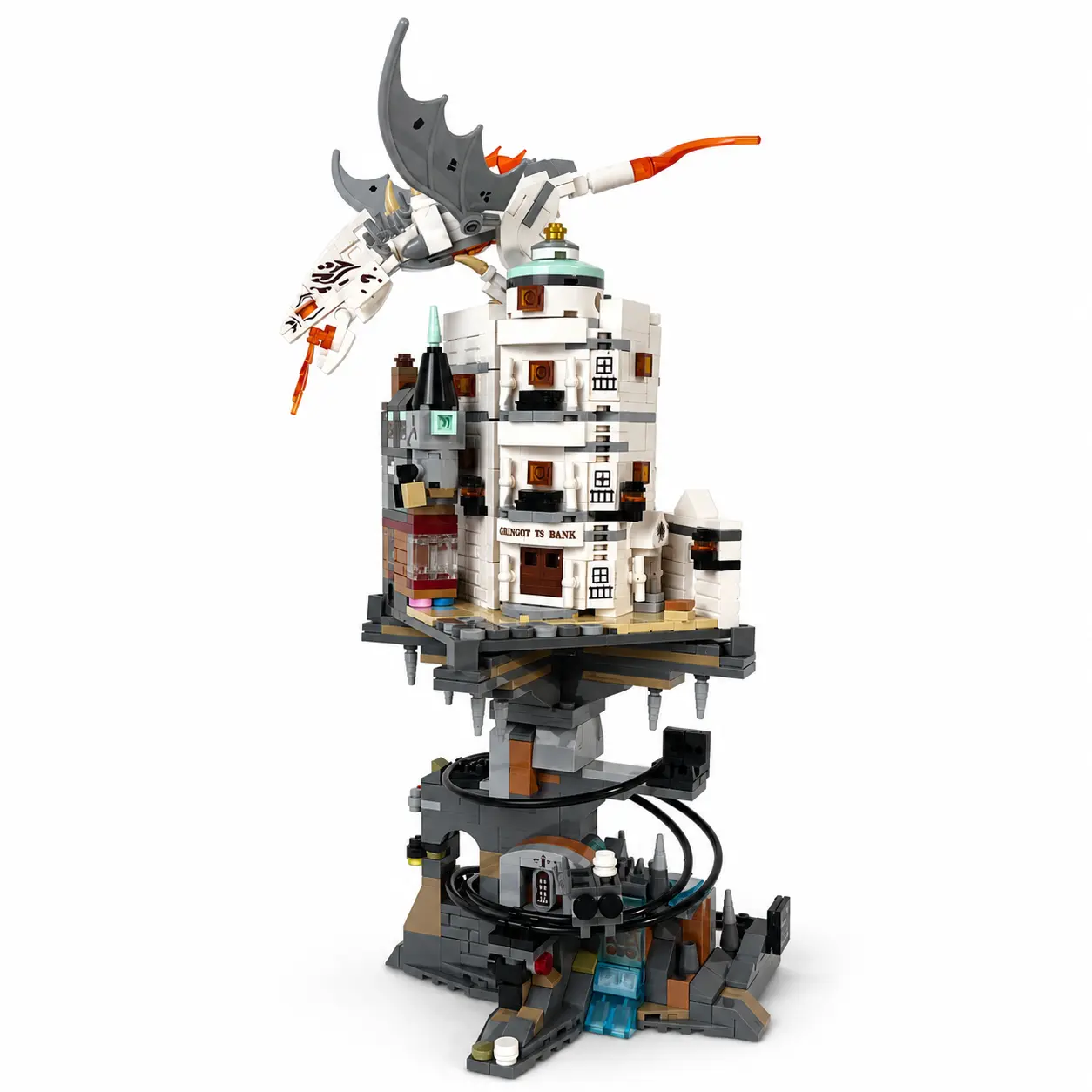 Wizard Magic Bank Building Set, 1,056 Pieces – Enter the magical world and build your iconic Wizard Bank, paired with a powerful Ukrainian iron belly fire dragon! The ultimate gift for magic enthusiasts, block collectors, and movie aficionados—stunning di