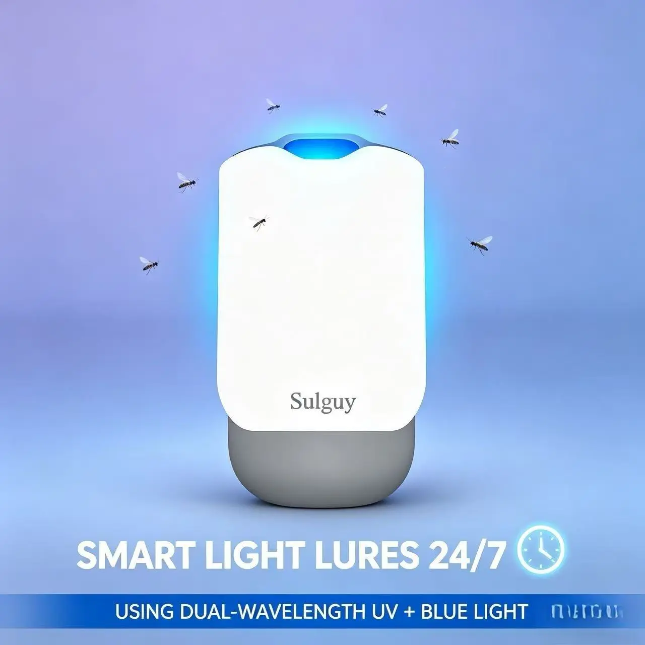 Sulguy Plug-in UVA UV Light Insect Trap, Indoor Silent Physical Sticky Bug Catcher, Eco-Friendly Trapper for Fruit Flies, Gnats, House Flies, Mosquitoes, Moths, Ideal for Household Kitchen, Bedroom, Anti Mosquito Multi-Insect, Bug Control Multi-Insect