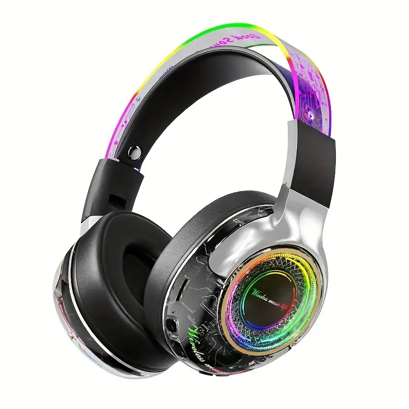 Wireless Gaming Headsets with ANC Noise Cancelling, 360° Surround Sound, RGB Lights, 50Hr Playtime, Type-C Fast Charge, Ultra Comfort – Bluetooth Gaming Headset for PC, PS5, Travel Gamers