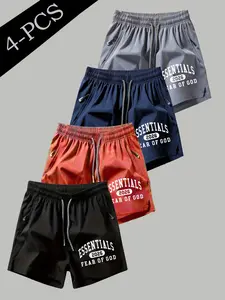 Men Women High Street Shorts, Quick-Dry Breathable Fabric, Slim Fit Letter Print Design, Essential Everyday Wear