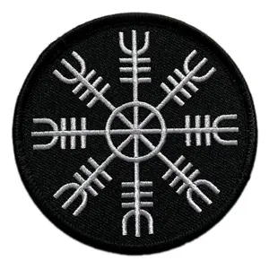 Helm of awe Viking Rune Patch [Iron on Sew on -3.0 X 3.0 inch -VR7]
