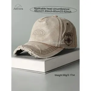 Vintage Washed Denim Baseball Cap for Men & Women, Retro American Style Distressed Sun Hat, Wide Brim UV Protection Breathable Casual Cap, Soft Lightweight Durable Daily Outdoor All-Season Fashion Cap