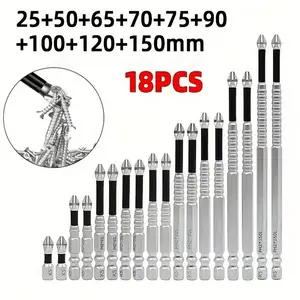 18/15pcs K5 Anti-Slip Impact-Resistant Threaded Bits Set, High-Magnetic Drill Bit Kit for Electric Screwdrivers - High Hardness, Anti-Slip, Shockproof Magnetic Bits, Compatible with Both Electric and Manual Drills,  Rust Resistant, Hexagonal Head Style