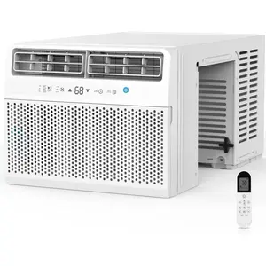 ZAFRO Window Air Conditioner, Window AC Unit Cooling Room 450sq.ft, Dehumidifier Mode and 3 Fan Speed, 24H Timer, Saddle Mount, Quiet Operation