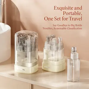 4-in-1 Travel Dispenser Bottle for Toiletries, Portable Cosmetic Shampoo Lotion Container, Lightweight Refillable Pump Bottle, Easy Press Smooth Flow, Luxury Travel Essentials