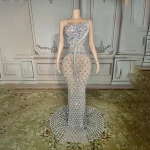 No Back Traceless Sexy Elegant Fishtail Gown Fabric Formal