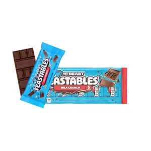 Feastabes by MrBeast - Milk Crunch Chocolate Bar - for Adults & Kids, Chocolate, Candy, Cocoa Sweet & Crunchy Snack, Fairtrade Certified, Kosher, Perfect for Gifting or Snacking