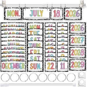 Back to School Class Flip Calendar Classroom Bulletin Board Decorations Set, Classroom Decor Calendar Date Flip Chart Teacher Must Have Organization Kit Include Holder & Date Cards for Preschool Kindergarten Classroom Set up