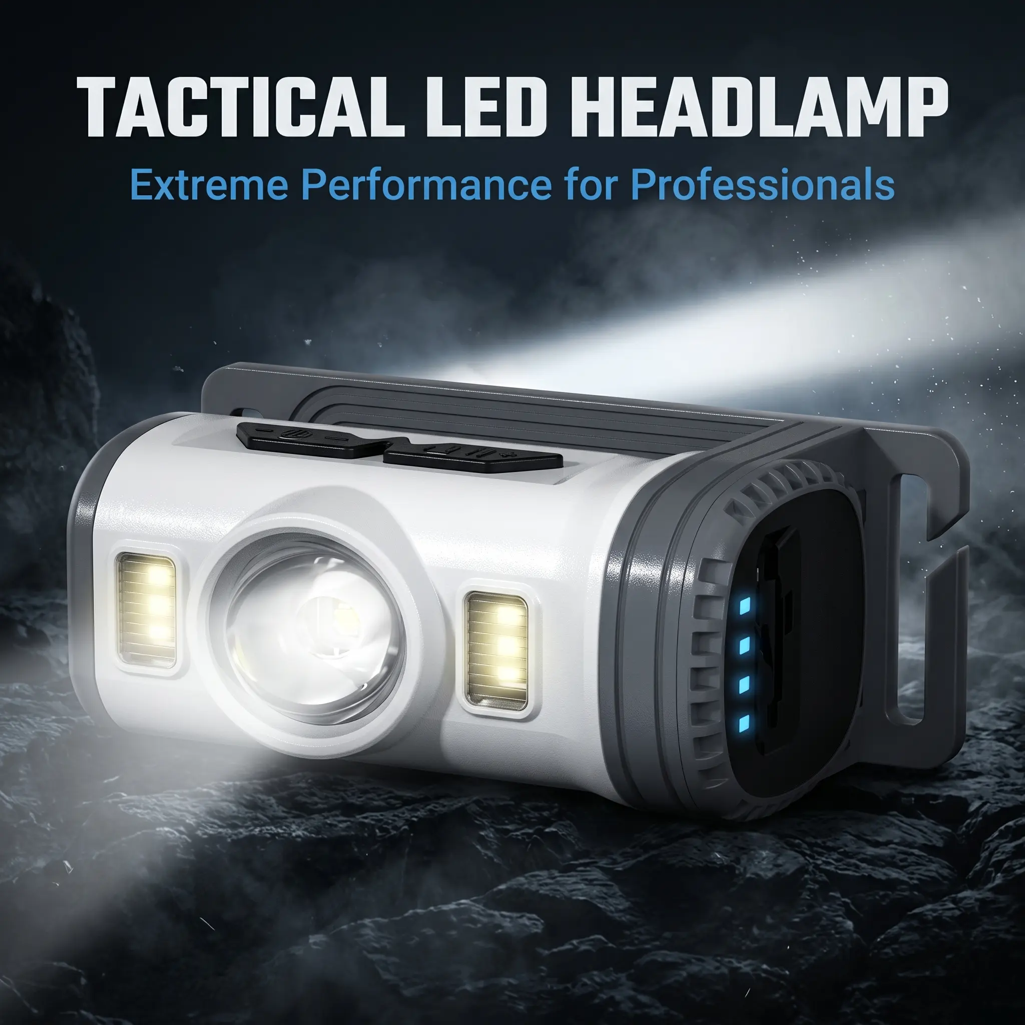 Unisex Durable Tactical LED Headlamp - Waterproof, High Lumen LEDs, Adjustable Beam, USB-C Rechargeable, Multi-Modes, Hands-Free Wear for Hiking/Cycling Outdoor Tasks