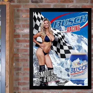 [Sale off up to 40%] Vintage Styl Busch Racing Beer Poster - Man Cave Sport Bar Decor Beer Poster (No Frame)