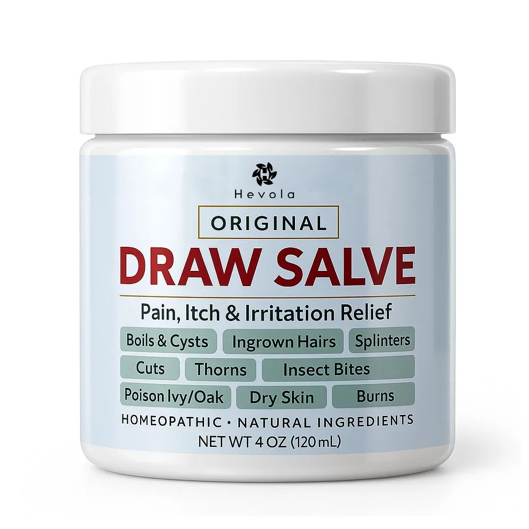 Herbal Blend Drawing Salve with Tea Tree Oil, Arnica, Marigold, Camphor, Eucalyptus - Anti Itch Soothing Ointment for Boils, Cysts - 120 mL