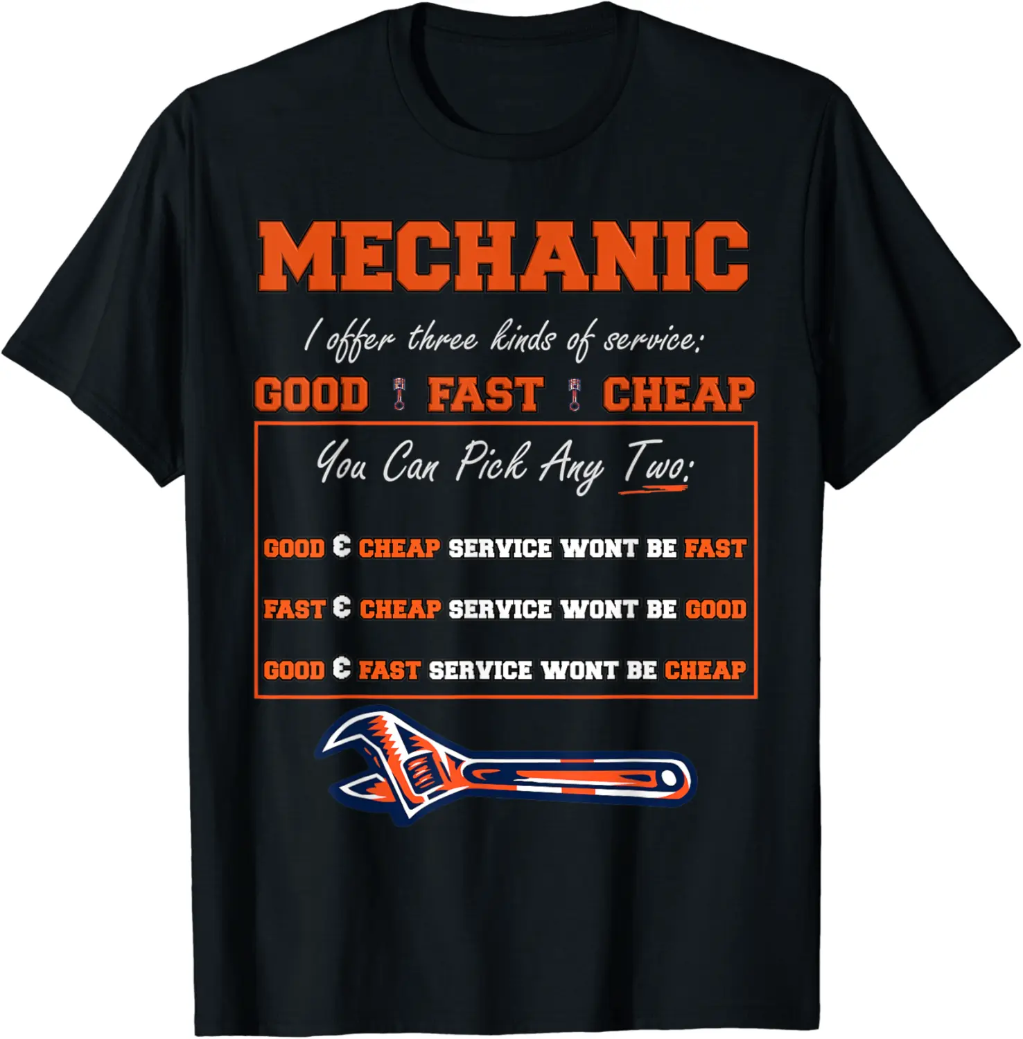 Good Fast Cheap Garage Car Mechanic Design Funny Service T-Shirt - Jenniferlau Shop 64B08XZDFG94