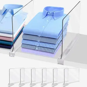 6 Pack Acrylic Shelf Dividers for Closet Organization, Closet Dividers for Shelves Clear Acrylic Shelf Dividers Clothing Divider Shelf