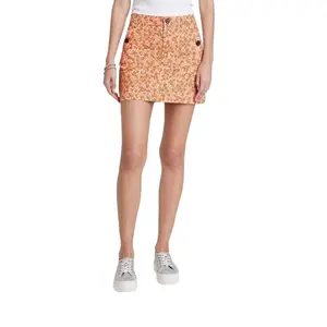 Women's High Rise Chino Mini Skirt Wild Fable Rust Floral 12 Red Floral Comfort Womenswear