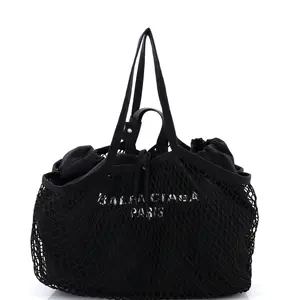Pre-owned Balenciaga Canvas Plain, Mesh Tote Bags REBAG 24/7 Drawstring Tote Mesh and Canvas Medium by Rebag