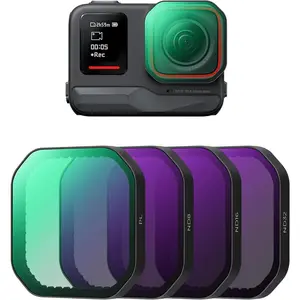 K&F Concept PL ND Filter Kit, 4-Pack Camera Lens Accessories for Insta360 Ace Pro 2, HD Optical Glass Multi-Coated Polarizing Filters with ND8, ND16, ND32 Light Reduction