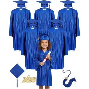 6 Set Preschool Graduation Cap and Gown Set Kindergarten Grad Gowns Children Graduation Cap with 2026 Grad Tassel