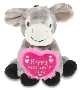 DOLLIBU Grey Donkey Lying Pose Stuffed Plush Toy - Super Soft Polyester Material, Embroidered Heart, Ideal for Mother's Day Gifting