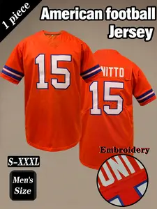 Men's Retro American football jersey, Stylish Jersey, Football Shirts, Denver Classic #10NiX #15 Embroidered breathable V-neck mesh rugby sportswear, hip-hop casual T-shirt, suitable for outdoor sports, game training, unisex, Sportswear Top