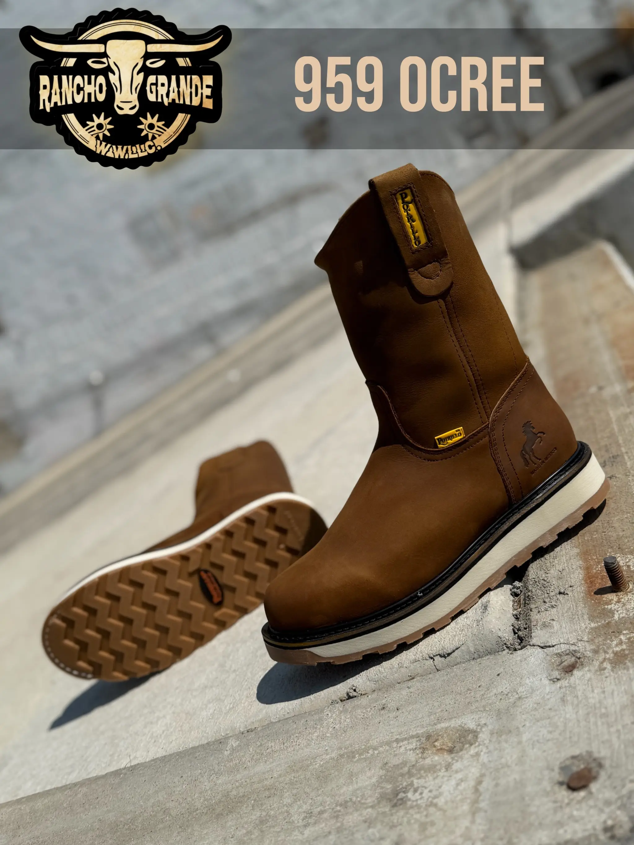 Oil Resistant Mens Work Boots Pull-on / Botas de Trabajo Para Hombre  Resistentes Aceite