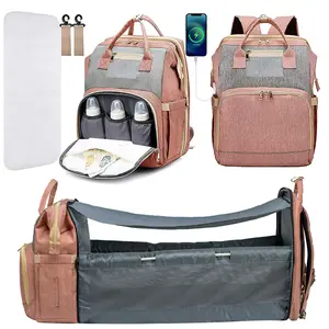 Kabaqoo Diaper Bag Backpack Large Baby Diaper bag for Boys Girls With USB Charging Port Multifunction Waterproof Travel Backpack for Moms Dads