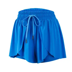Cute Flowy Butterfly 2-in-1 Athletic Shorts, Women's Tennis Skort with Pockets,  Elastic Drawstring Workout Shorts for Gym, Running & Casual Summer