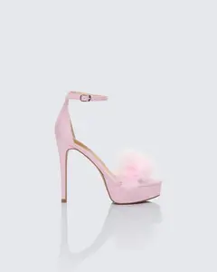 Erminia Pink Feather Detail Heels