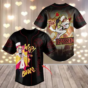 Custom Hazbin Hotel Lucifer Baseball Jersey Shirt, Anime Series Jersey Shirt, Lucifer Take That Depression Shirt, Charlie Hazbin Tee