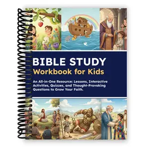 Kids Bible Study Workbook & Notebook: Bible Lessons, Fun Activities, Quizzes & Reflective Questions to Strengthen Christian Faith | Spiral Bound Bible Activity Book for Children