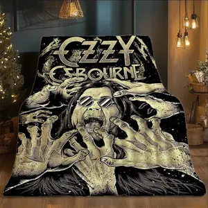 Ozzy Rock Music Flannel Blanket, Ultra Soft Comfortable, Suitable for Sofa and Bed, All Seasons, Travel Camping, Slogan Print Blanket