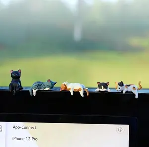 Mini Cat Desk Figurines Set of 5 Resin Multi Pose Kitty Ornaments Cute Cartoon Style Desk Companions for Home Offices Cubicles Playful Charming Desktop Decoration