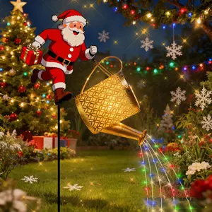 Christmas Santa Solar Water Bottle Decor - Metal Craft LED Night Light with Flowing Water Effect, Outdoor Ground Lamp, Ideal for Garden, Lawn & Courtyard Holiday Decoration