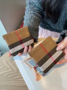 Classic Plaid Automatic Closure Small Wallet, Portable Coin Purse, Girl Heart Zipper Bag, Stylish and Functional Accessory, Trendy Wallet, Plaid Pattern Wallet, Wallets Women