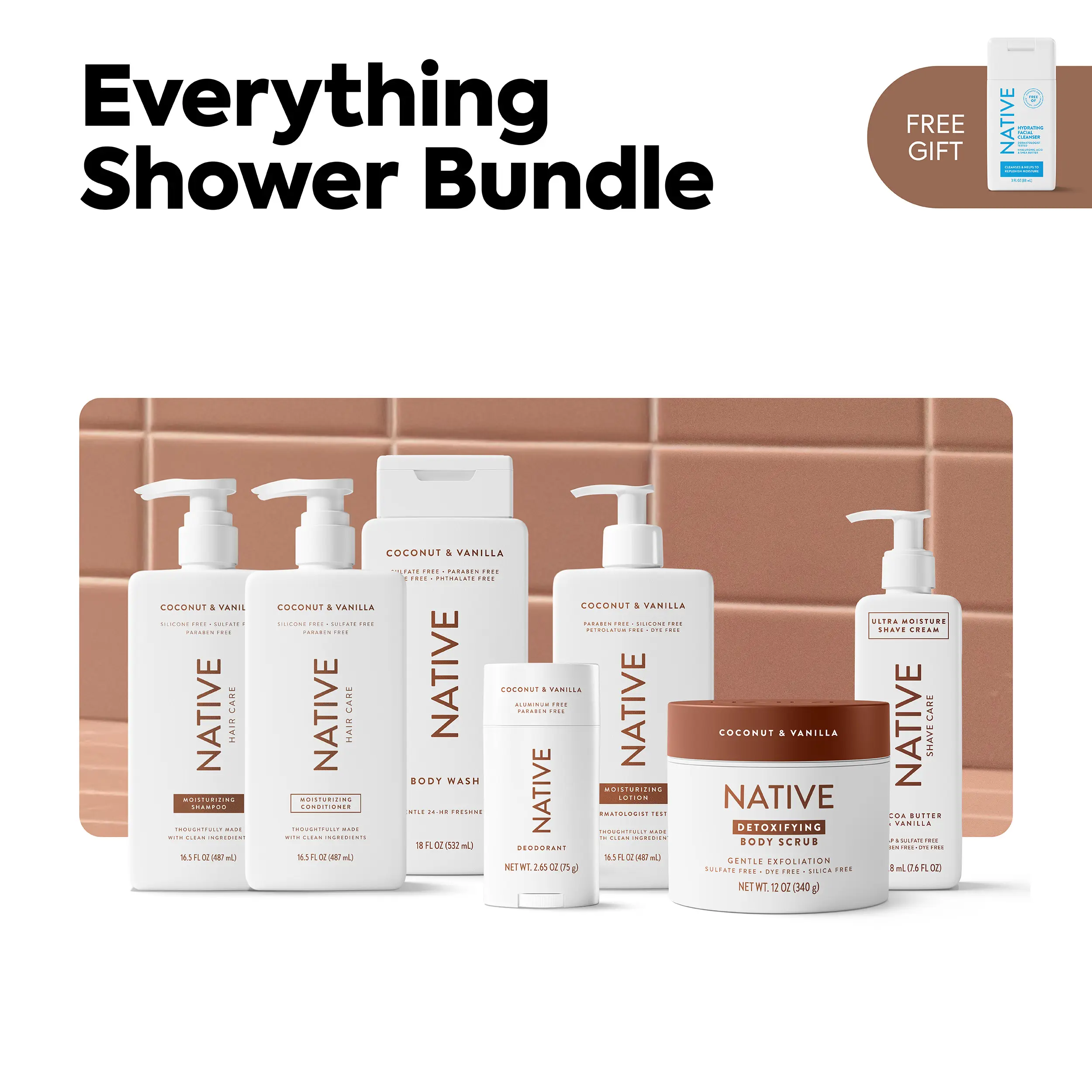 NATIVE Everything Shower Bundle – Complete Shower & Body Care Routine (7‑Piece Set)