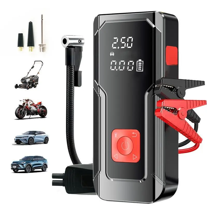 1pc 5-in-1 Car Battery Jump Starter with Air Compressor 150PSI Charger, Jump Starter Jump Box (All Gas 12L Diesel, bikes, balls, etc.), Car Battery Jumper Starter Portable Jumper Cables, Lights