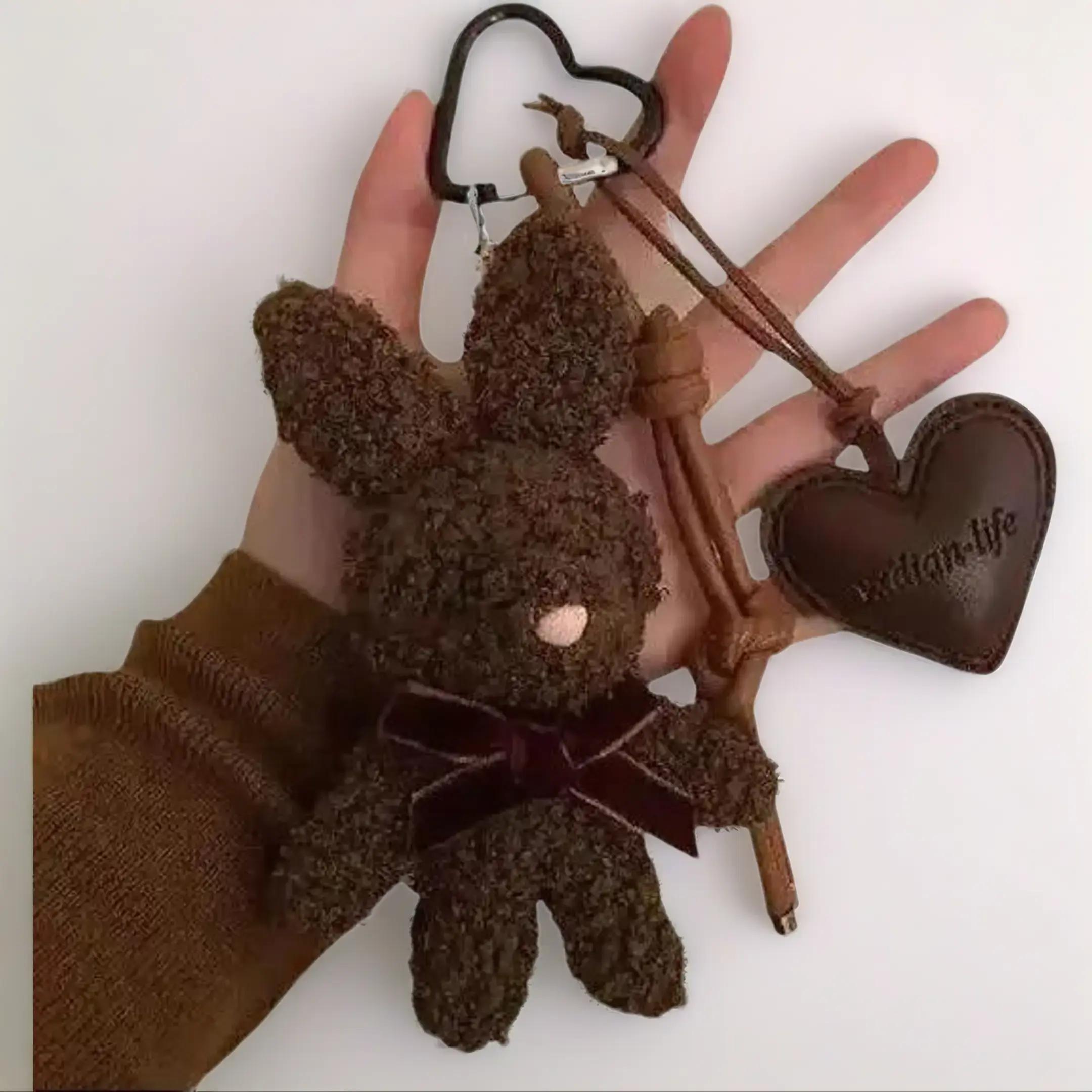 Kawaii Plush Rabbit Keychain Doll Charm Y2K Cute Sweet Bunny Stuffed Toy Keyring Backpack Pendant Bag Decoration