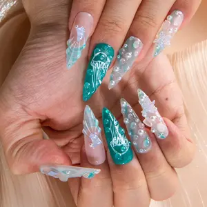 Lovful NEW DROP Collection Handmade Acrylic Press On Nails 10PCS Reusable Salon Quality 3D Flower Rhinestones for Flawless Long Lasting Look Manicure #DealsForYouDays