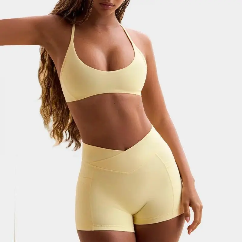 [Today 50% +OFF] High Elastic Gym Sets Woman Sportswear Yoga Shorts Sport Bra Blue White Black Female Clothing Tennis Tracksuit Running 2025