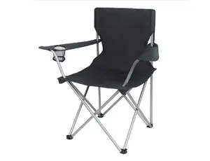 Ozark Trail Quad Folding Camping Chair with Built-In Cup Holder, Black (Sports & Outdoor Camping Furniture for Hiking Trips)